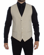 Dolce & Gabbana Elegant Beige Cotton Blend Dress Men's Vest