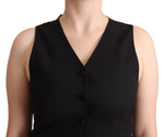 Dolce & Gabbana Elegant Black Vest Top with Button Women's Detail
