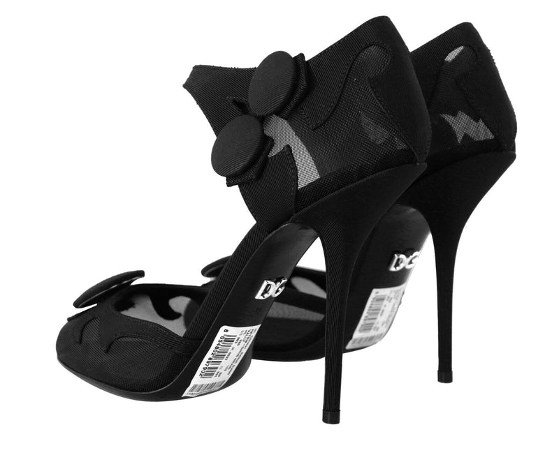 Dolce & Gabbana Elegant Mesh Ankle Strap High Heels Women's Pumps