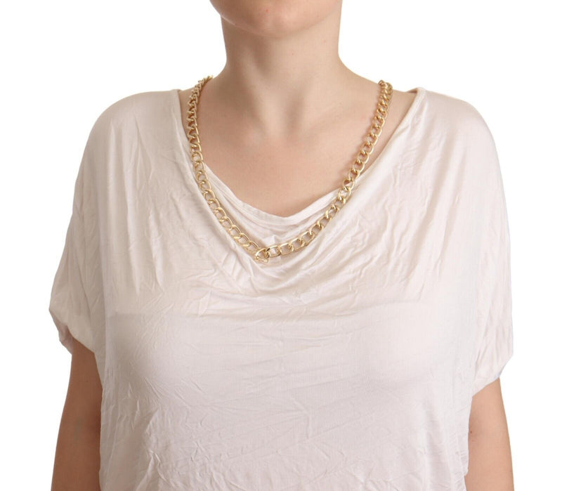 Guess By Marciano White Short Sleeves Gold Chain T-shirt Women's Top