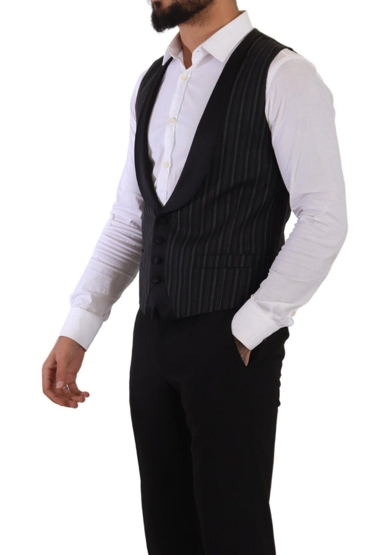 Dolce & Gabbana Elegant Striped Formal Dress Men's Vest
