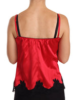 Dolce & Gabbana Red Floral Lace Silk Satin Camisole Lingerie Women's Top
