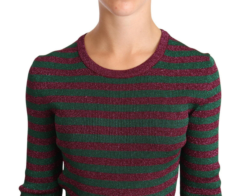 Dolce & Gabbana Multicolor Striped Crew Neck Pullover Women's Sweater