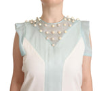 Sergei Grinko Multicolor Faux Pearl Sleeveless Shift Midi Women's Dress