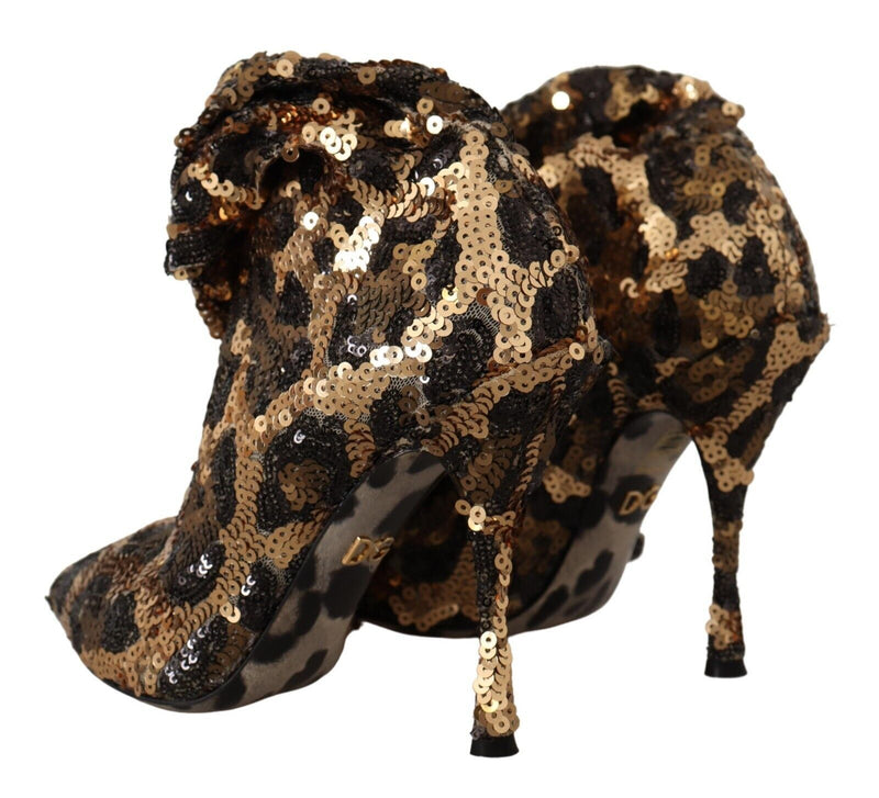 Dolce & Gabbana Elegant Leopard Sequin Knee-High Women's Boots