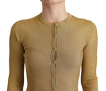 Dolce & Gabbana Gold Viscose Blend Buttons Cardigan Women's Sweater
