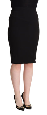Dolce & Gabbana Black High Waist Knee Length Pencil Cut Women's Skirt