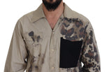 Dolce & Gabbana Beige Cotton Button-Down Casual Men's Shirt