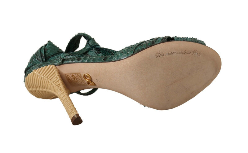 Dolce & Gabbana Emerald Exotic Leather Heeled Women's Sandals