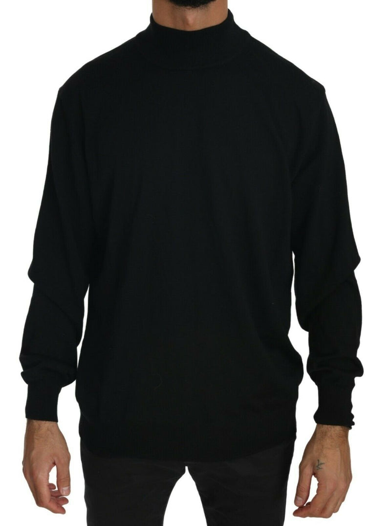 MILA SCHÖN Black Turtle Neck Pullover Top Virgin Wool Men's Sweater
