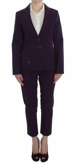 BENCIVENGA Purple Striped Stretch Coat Blazer Pants Women's Suit