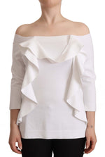 EXTERIOR White Long Sleeves Off Shoulder Women Top Women's Blouse