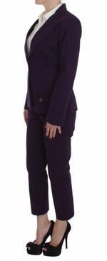 BENCIVENGA Purple Striped Stretch Coat Blazer Pants Women's Suit