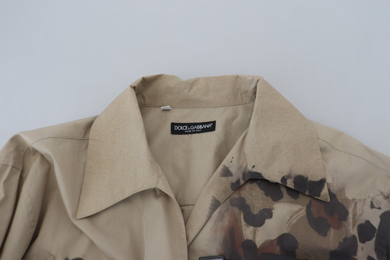 Dolce & Gabbana Beige Cotton Button-Down Casual Men's Shirt