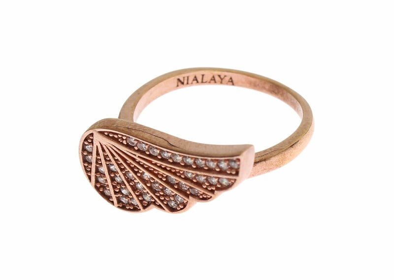 Nialaya Pink Gold 925 Silver Womens Clear CZ Ring