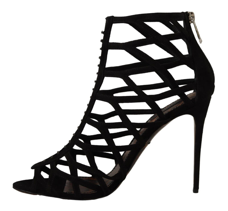 Dolce & Gabbana Elegant Black Suede Heels Women's Sandals