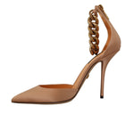 Dolce & Gabbana Elegant Beige Silk Ankle Strap Women's Pumps