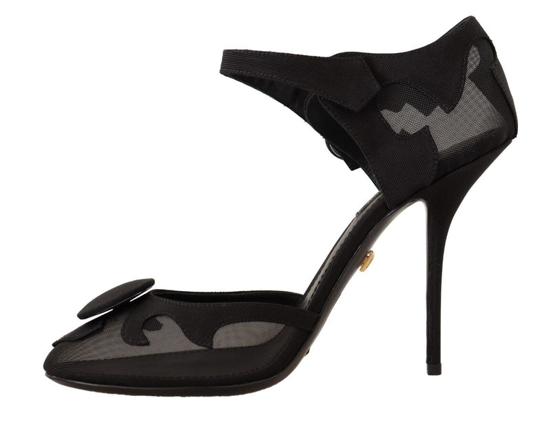 Dolce & Gabbana Elegant Mesh Ankle Strap High Heels Women's Pumps