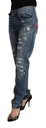 Dolce & Gabbana Blue Distressed Denim BOYFRIEND Skinny Women's Jeans