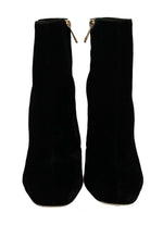 Dolce & Gabbana Elegant Velvet Ankle Boots with Crystal Women's Heels