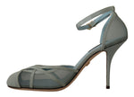 Dolce & Gabbana Elegant Blue Mesh Ankle Strap Women's Sandals
