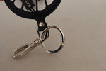 Dolce & Gabbana Chic Black Leather Keychain with Silver Men's Accents
