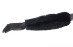 Dolce & Gabbana Black Beaver Fur Lambskin Leather Elbow Women's Gloves