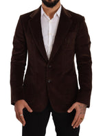 Dolce & Gabbana Elegant Brown Corduroy Slim Fit Men's Blazer