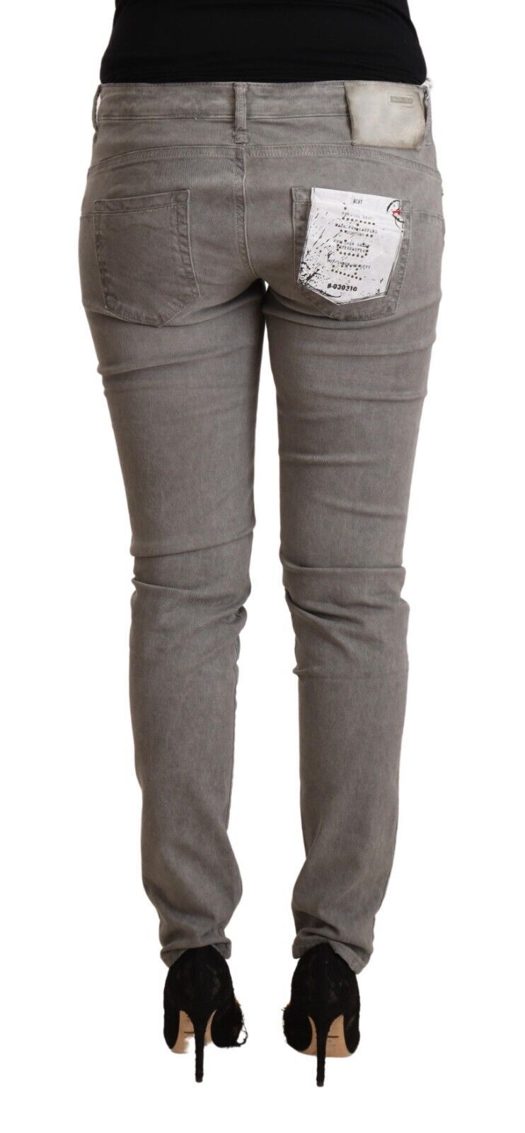 Acht Sleek Gray Skinny Low Waist Women's Jeans