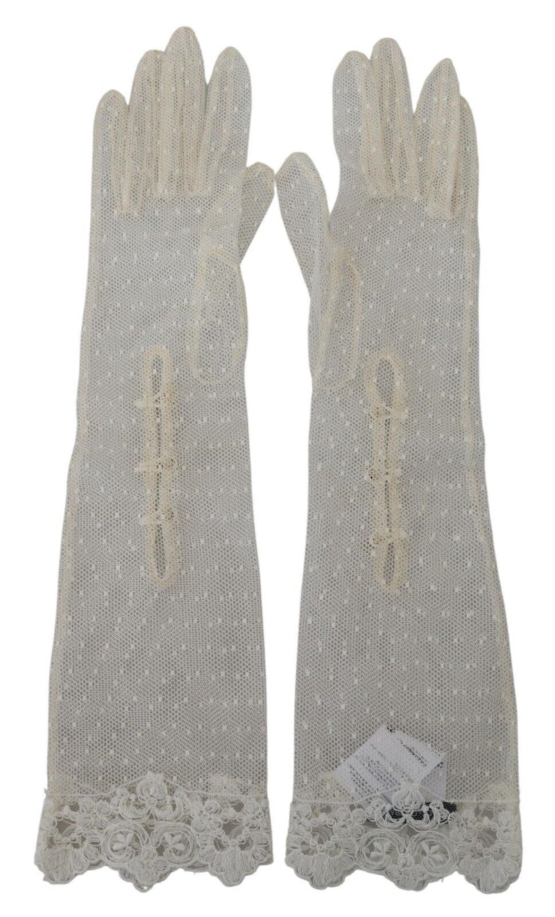 Dolce & Gabbana Elegant Elbow Length White Women's Gloves