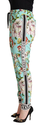 Dolce & Gabbana Floral Viscose Jogger Pants in Women's Green