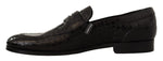 Dolce & Gabbana Black Crocodile Leather Slip On Moccasin Men's Shoes