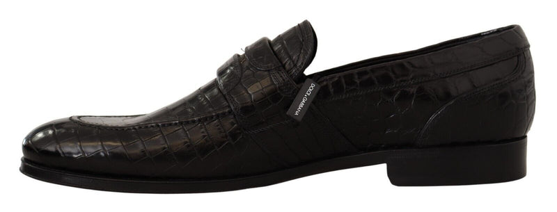 Dolce & Gabbana Elegant Crocodile Leather Moccasin Men's Shoes