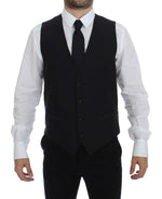 Dolce & Gabbana Black Wool Silk Dress Vest Gilet Men's Weste