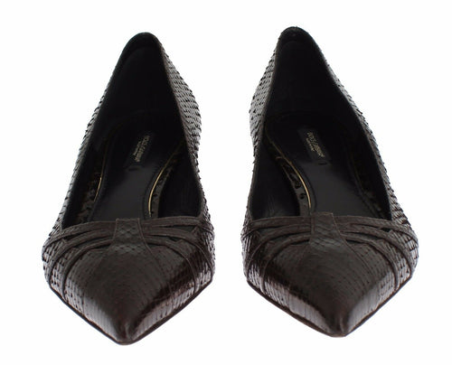 Dolce & Gabbana Brown Leather Kitten Heels Pumps Women's Shoes