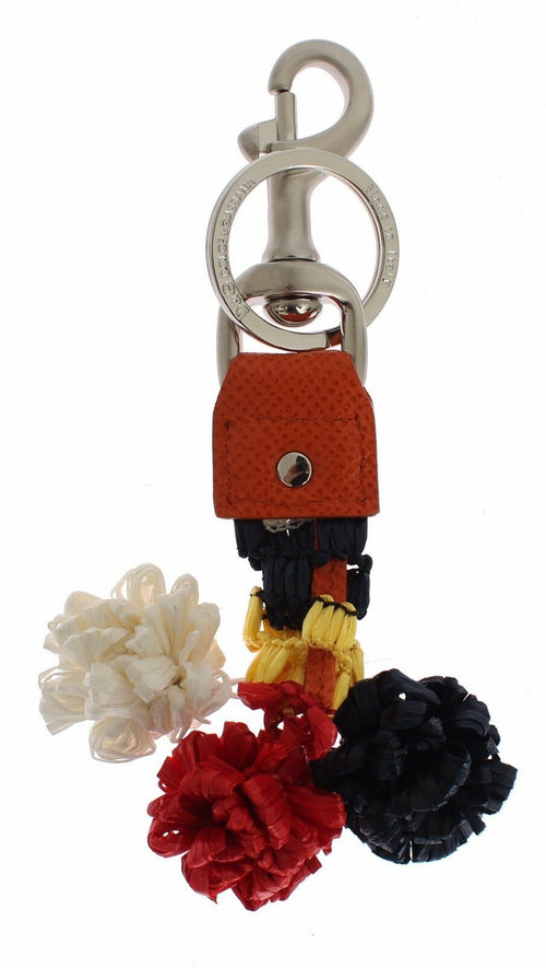 Dolce & Gabbana Multicolor Raffia Leather Clasp Finder Chain Women's Keyring