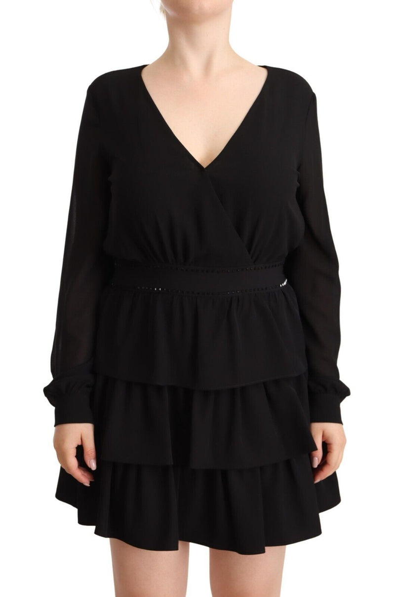 Liu Jo Elegant Black A-Line Mini Dress with Long Women's Sleeves