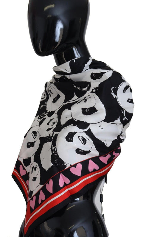 Dolce & Gabbana Elegant Panda Print Silk Men's Scarf