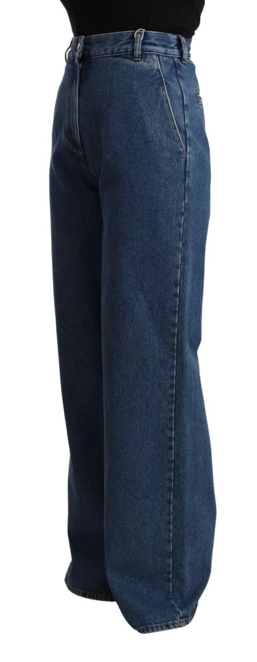 GCDS Blue Cotton High Waist Wide Leg Boot Cut Denim Women's Jeans