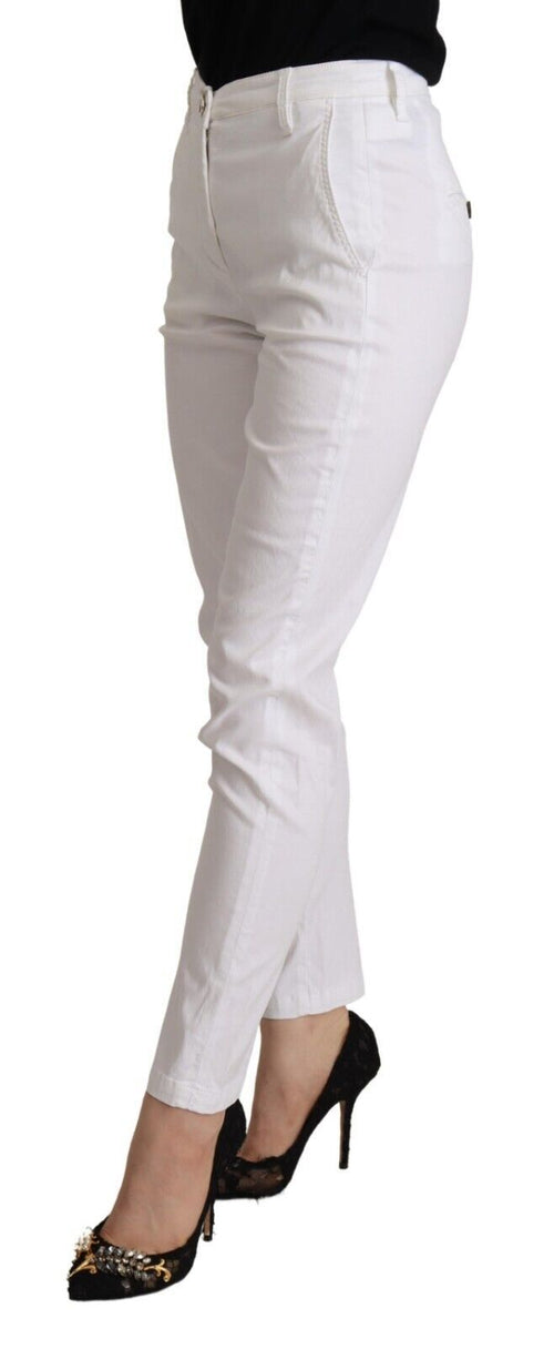 Jacob Cohen Chic White Mid Waist Skinny Cropped Women's Pants