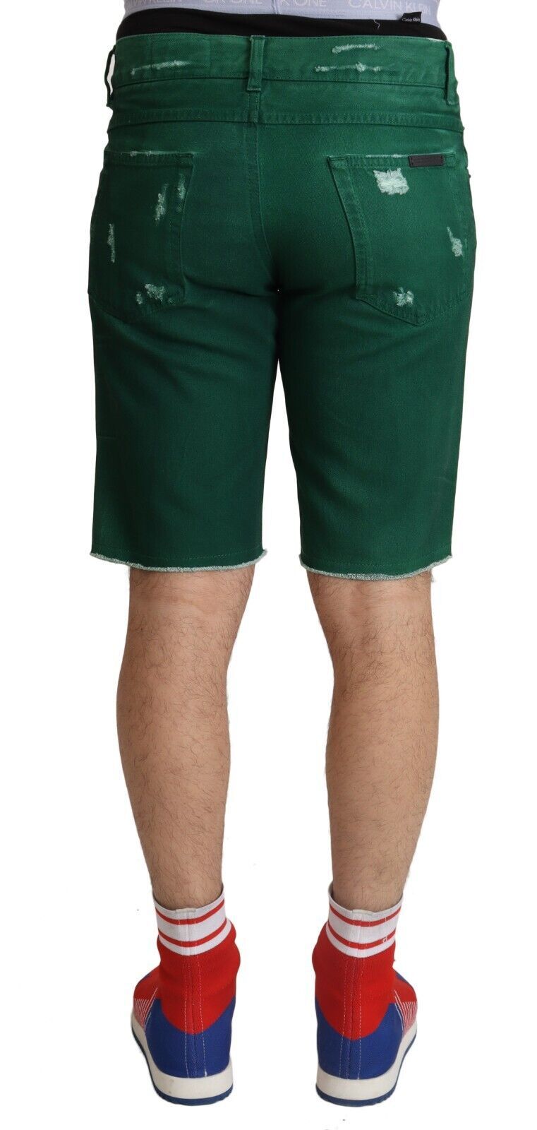 Dolce & Gabbana Green Tattered Cotton Men Denim Bermuda Men's Shorts