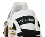 Dolce & Gabbana Floral Crystal-Embellished Leather Women's Sneakers