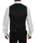 Dolce & Gabbana Black Wool Logo Dress Gilet Men's Vest