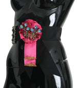 Dolce & Gabbana Elegant Floral Crystal Ribbon Waist Women's Belt