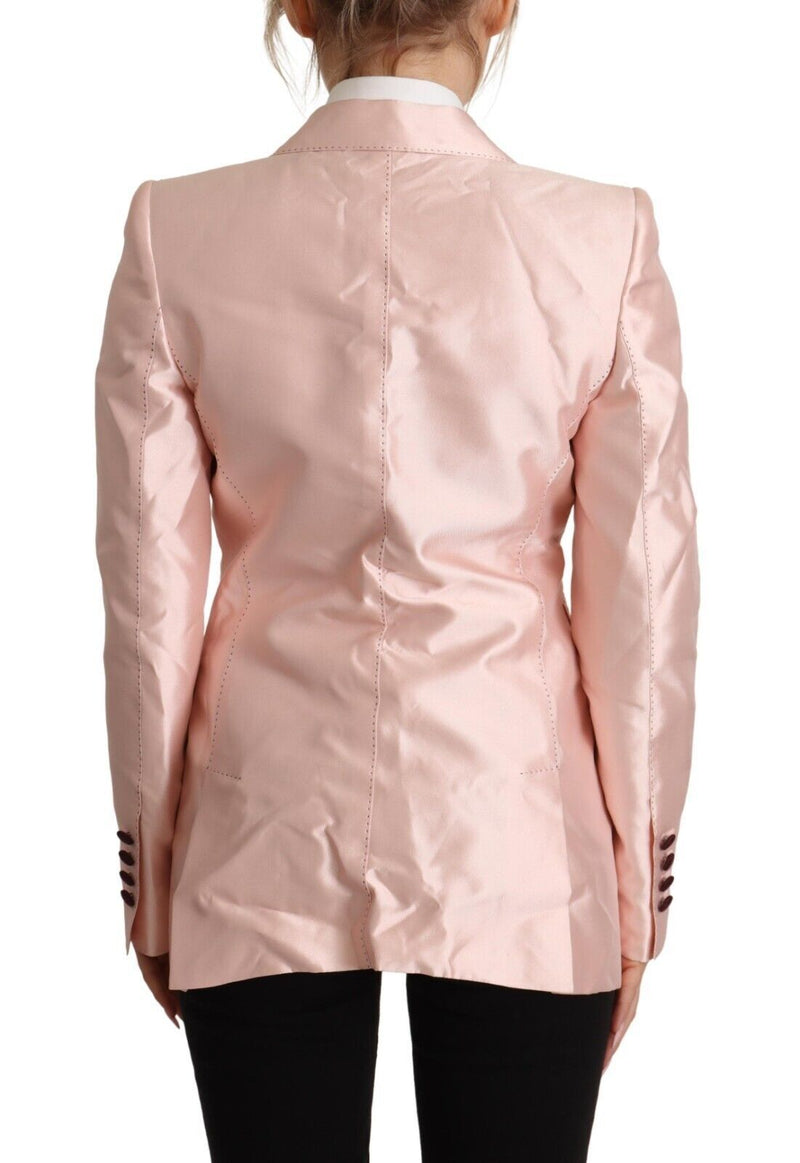 Dolce & Gabbana Pink Satin Long Sleeves Blazer Coat Women's Jacket