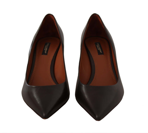 Dolce & Gabbana Elegant Brown Leather Heels Women's Pumps