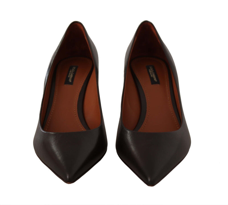 Dolce & Gabbana Elegant Brown Leather Heels Women's Pumps