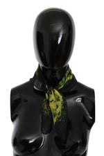 GF Ferre Black Yellow Floral Wrap Shawl Foulard Women's Scarf