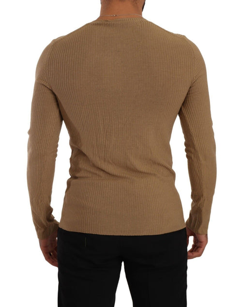 Ermanno Scervino Brown Wool Knit V-neck Men Pullover Men's Sweater