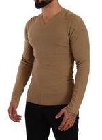 Ermanno Scervino Classic V-Neck Wool Sweater in Men's Brown